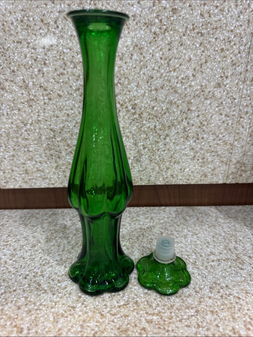 Green Glass Bud Vase with Stopper